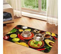 Mexican Food Print Pet Feeding Mat For Dogs & Cats Absorbent Waterproof Dog Food Mat Non-Slip Pet Bowl Placemat Quick Dry Floor Protector Leather Tablecloth