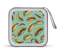 Mexican Food Tacos Pepper Red CD Case Portable DVD Storage Small CD Holder Organizer for Home Travel