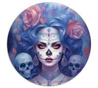 Mexican Girl Carnival Jigsaw Puzzles for Adults, 1000 Piece 1000 Piece Round Jigsaw Puzzle Brain Teaser Game, Interactive Family Game, Suitable for Ages 14+ (67.5x67.5cm)