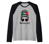 Mexican Girl Mexico National Flag Match Favorite My Game Day Raglan Baseball Tee