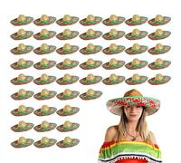 Mexican Green Embroidered Sombrero - Pack of 24 - Straw Hat Fancy Dress Holiday Accessory Ideal for Hen Night, Beach Party