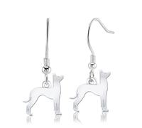 Mexican Hairless Dog Silhouette Silver Earrings