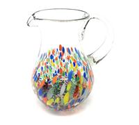 Mexican Hand Blown Glass Pitcher - Confetti Carmen Design (84 oz)
