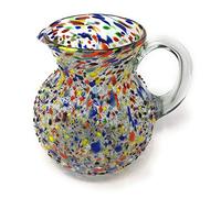Mexican Hand Blown Glass Pitcher - Confetti Rock Design (84 oz)