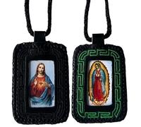 Mexican Handcrafted Religious Scapulars - Pack of Assorted Designs - Durable Vinipiel with Handwoven Detail - Spiritual Catholic Devotional Necklace (2.5 in x 3.5 in), M, Faux Leather, No Gemstone