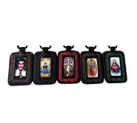 Mexican Handcrafted Religious Scapulars - Pack of Assorted Designs - Durable Vinipiel with Handwoven Detail - Spiritual Catholic Devotional Necklace (2.5 in x 3.5 in), M, Faux Leather, No Gemstone