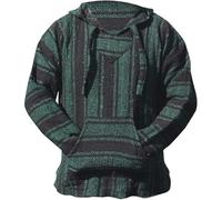 Mexican Hoodie Hippie Surf Poncho Pullover Sweatshirt Pullover, Army Green, S