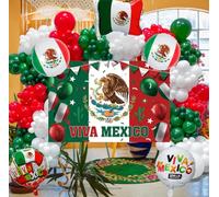 Mexican Independence Day Balloon Garland Mexico Balloons Garland Arch with Viva Mexico Backdrop Mexico Flag Foil Balloons for Mexican Dia De La Independencia Themed Birthday Party Decorations