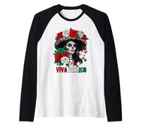 Mexican Independence Day Sugar Skull Viva Mexico Shirt Women Raglan Baseball Tee