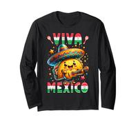 Mexican Independence Day Viva Mexico Funny Tacos Guitar Kids Long Sleeve T-Shirt