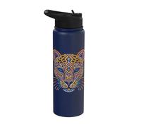 Mexican Jaguar Huichol Face Aztec Art Mesoamerican Ancient Stainless Steel Insulated Water Bottle
