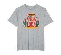 Mexican La Vida Loca Fiesta Sombrero Cactus Celebration T-Shirt, Men's Big and Tall, Heather Grey, 2X Tall