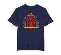 Mexican La Vida Loca Fiesta Sombrero Cactus Celebration T-Shirt, Men's Big and Tall, Navy, 2X Tall