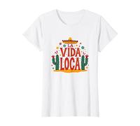 Mexican La Vida Loca Fiesta Sombrero Cactus Celebration T-Shirt, Women, White, 3XL