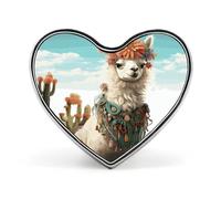 Mexican Llama Cactus Button Pin Heart Shape Alloy Lapel Pins Badges Novelty Funny Enamel Pins Personalized Pinback Button Badges Cute Heart Brooche for Jackets Bags