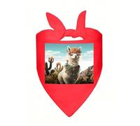 Mexican Llama Cactus Dog Bandana Cute Soft Triangle Bibs Washable Kerchief Adjustable Dog Scarf Puppy Neckerchief Stylish Handkerchief Pet Bandana Pet Scarfs for Small Dogs Cat Pet Red-Style