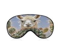 Mexican Llama Cactus Eye Mask Sleep Mask for Side Sleeper Women Men Pressure-Free & Light Block-Out Blindfold Soft Comfortable Eye Covers Breathable Blindfold Adjustable