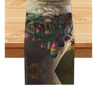 Mexican Llama Cactus Linen Table Runner Wrinkle Free Farmhouse Dining Tables Runners, Burlap Kitchen Tablecloths 13" X 72" Decorative Table Cover for Party Coffee Holiday Decor
