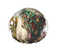 Mexican Llama Cactus Shower Cap for Women Reusable Waterproof Shower Bonnet Double Layer Large Bath Cap Washable Elastic Band Bath Hair Hat Braids, Men