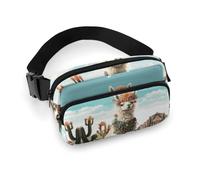 Mexican Llama Green Fanny Pack for Women Men Waist Bag Belt Bag Adjustable Casual Bag for Travel Sports Hiking, white, 7.9x5.1inches