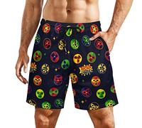 Mexican Lucha Libre Wrestling Men's Swim Trunks Boardshorts with Compression Liner Shorts for Surfing Beach Swimsuit