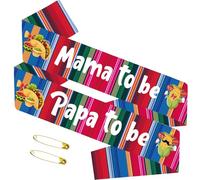 Mexican Mama to be and Papa to be Sash for Baby Shower Decorations, New Mom Dad Sashes for Taco Bout A Baby Party Supplies, Maternity Welcome Baby Sash for Mexican Final Fiesta Baby Shower Gifts