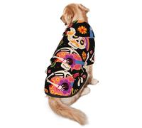 Mexican Man And Woman Skeletons Day Of The Dead Dog Costumes Puppy Hoodies Pullover Sweatshirt Winter Coat Pet Clothes For Small Dogs Cats 2xl