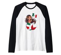 Mexican Mermaid Día de Los Muertos Cute Mexico Flag Souvenir Raglan Baseball Tee