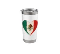 Mexican Mexico Flag Heart Stainless Steel Insulated Tumbler