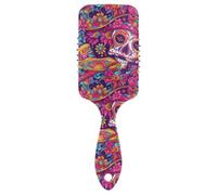 Mexican Of The Dead Colorful Skull Flowers friendly hair brush with holes Designed scalp massager brush for fine hair with Ergonomic handle cepillo para definir rizos