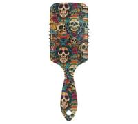Mexican Of The Dead Colorful Skull Flowers gentle hair brushes Designed scalp massager for long hair with Ergonomic handle cepillo para pelo rizado