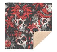 Mexican of The Dead White Skull Flowers Cute Foldable Baby Activity Play Mat for Floor Washable Playroom Activity Mat for Newborns Babies Infants Toddlers, 50'' x 50''