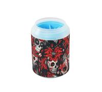 Mexican Of The Dead White Skull Flowers Portable Pet Foot Washer Soft Silicone Bristles Feet Cleaning Machine for Small Medium Large Breed Dogs/Cats cepillos para perros