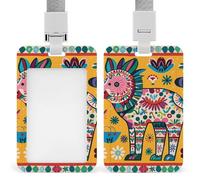 Mexican Otomi Animal Retractable ID Badge Holder with Lanyard - Vertical Badge Reel,Keychain Clip,Name Tag Id Card Holder Protector for Nurse Officer Teacher Security Staff Women Men