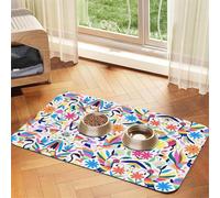 Mexican Otomi Animals Absorbent Leather Pet Tablecloth Non-Slip Dining Pad For Puppy Kitten Food Water Bowls