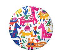 Mexican Otomi Animals Button Pins 1 Pc, 2.4 Inch Round Button Badges Metal Personalized Picture Photo Pin Buttons Kit For Craft Supplies Christmas Diy Party Projects