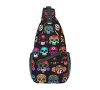 Mexican Otomi Animals High Storage Capacity Chest Bag Diagonally Sling Backpack Crossbody Shoulder Bag For Men Women, Mexican Colourful Skull, One Size