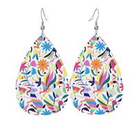 Mexican Otomi Animals Holiday Earrings For Women, Festive Star Drop Earrings, Chic Dangle Jewelry For Celebrations