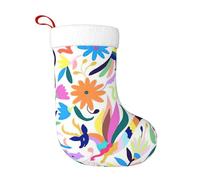 Mexican Otomi Animals Plush Christmas Stocking, Large Festive Hanging Ornament For Tree, 45cm Polyester Style Holiday Decor