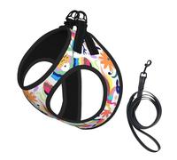 Mexican Otomi Animals Print Adjustable Harness Leash Set For Cats And Dogs, Soft Breathable Kitten Puppy Mesh Vest With Reflective Design, Escape-Proof Lead For Small Pets Walking Training