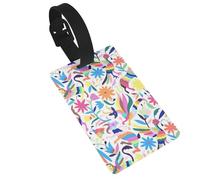 Mexican Otomi Animals Print Bag Tags for Luggage, Waterproof PVC Travel Tags for Suitcases Travel Bag Tag with Name Label