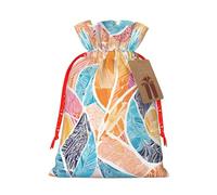 Mexican Otomi Animals -Print Burlap Drawstring Bags - Eco-Friendly Reusable Pouches For Wedding Favors, Christmas & Birthday Presents.