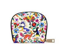 Mexican Otomi Animals Print Coin Purse Wallet for Men&Women, Cute Leather Credit Card Holder Zipper Mini Pouch Change Purses, White, One Size, Coin Purse