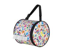 Mexican Otomi Animals Print Round Paper Tissue Holder With Shoulder Strap, Portable Roll Case For Caravan Travel Use