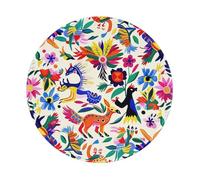 Mexican Otomi Animals Printed Gaming Mouse Pad 1 PCS, Round Non-Slip Rubber Base Laptop Mousepad Desk Mat for Gamer, Office, Home