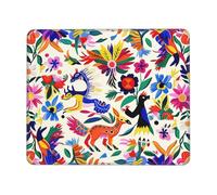 Mexican Otomi Animals Printed Gaming Mouse Pad 8x7.6 Inches, Non-Slip Rubber Base Laptop Mousepad Desk Mat with Stitched Edges for Gamer, Office, Home