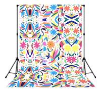 Mexican Otomi Animals Printed Photography Drape, Foldable Polyester Background, Easy Hang Rod Pocket Studio Prop