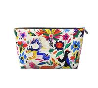 Mexican Otomi Animals Printed Travel Cosmetic Bags with Silver Zipper Makeup Organizer Cosmetic Case Toiletry Bag for Women Mom Girls