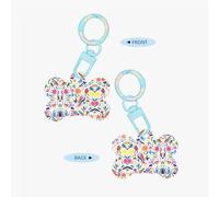 Mexican Otomi Animals Printing Acrylic Dog Bone Ornament,Dog Tags Personalized Pet Ornament, Key Chain Bone Shaped Id Tags