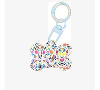 Mexican Otomi Animals Printing Acrylic Dog Bone Ornament,Dog Tags Personalized Pet Ornament, Key Chain Bone Shaped Id Tags